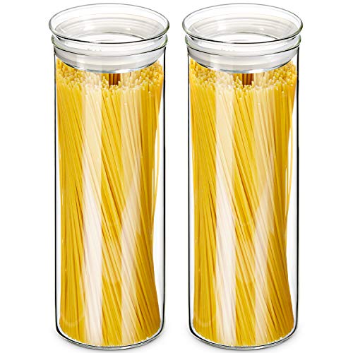 ZENS Vorratsdosen Glas 2er Set, Luftdicht Hoch Spaghetti Vorratsgläser mit Deckel, 1900ml Dickes Borosilikatglas Zylinder Behälter für Küche Pasta, Muesli von ZENS