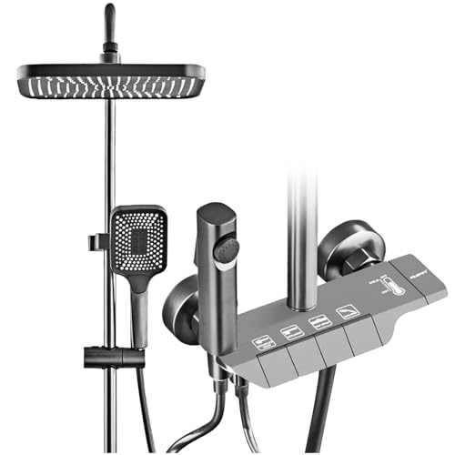 ZENSTEEL Duscharmatur Komplettset Regendusche mit Armatur, Edelstahl Duschsystem mit 4 Betriebsmodi Grau Duschgarnitur mit Handbrause von ZENSTEEL