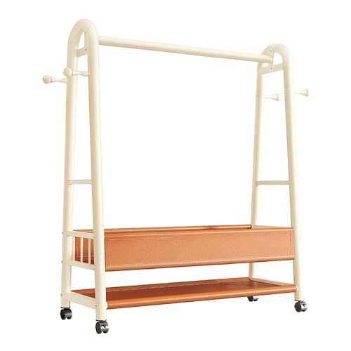 Garderobenständer Mit Rollen, Kleiderständer Mit Aufbewahrung Aus Leder, Kleiderstange A-Rahmen-Design Und 360°-Rollen Für Schlafzimmer, Ankleidezimmer(White,120cm/47.2in) von ZENSTYW