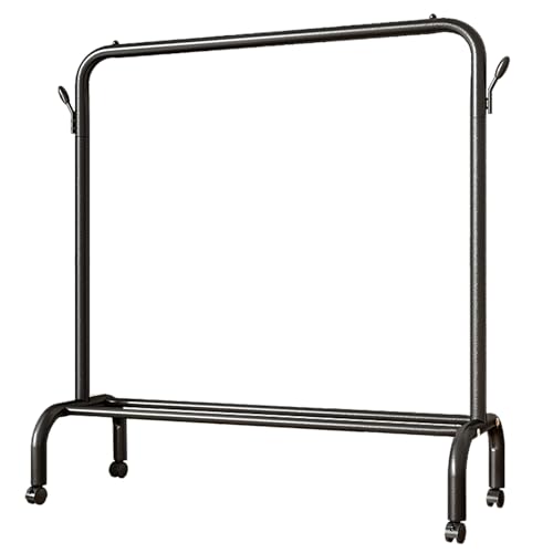 Kleiderständer Auf Rollen,Garderobenständer,Freistehende Kleiderbügel,Garderobenständer Aus Metall Mit Unterem Regal,Wäscheständer(Black,100cm/39.4in) von ZENSTYW