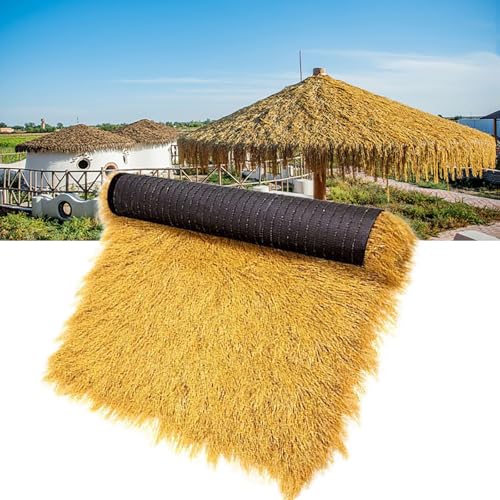Künstliches Stroh,Strohgrasdach,Wasserdichtes Synthetisches Strohdach Rolle,Strohdach Palmendach,Strohdach,Für Poolränder,Strände,Dach(1x15m(39.4x590.6in)) von ZENSTYW