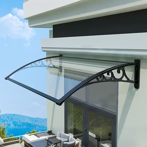 Vordach Für Haustür,Haustürvordach Aus Polycarbonat,Transparentes Pultbogenvordach,UV-Schutz,Wind- Und Schneeschutz,Terrassenmarkise(W120*100cm/47.2 * 39.4in) von ZENSTYW