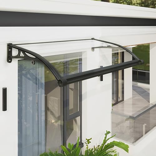 Vordach Für Haustür,wasserdichte Haustür-Vordach,Haustürvordach Fenstermarkise,Überdachung Haustürvordach,Polycarbonat Türvordach Aluminium Pultvordach(W80*100cm/31.5 * 39.4in) von ZENSTYW
