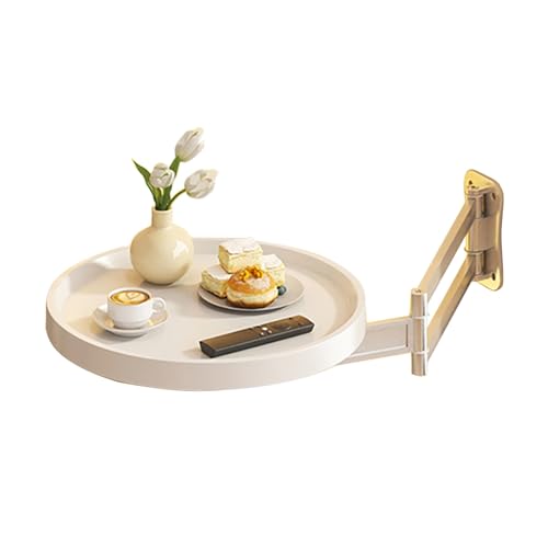 ZENSTYW An Der Wand Montierter Klappbarer Runder Tisch 11in Klappbarer, Klapptisch Wand,Einziehbarer Couchtisch Aus Massivholz,Geeignet Für Zuhause,Klappbarer Couchtisch(White) von ZENSTYW