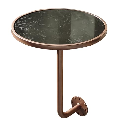 ZENSTYW Runder Tisch Zur Wandmontage,Bistrotisch,Schwebender Stehtisch,Sofa-Beistelltisch,Marmortischplatte,An Der Wand Montierter Couchtisch Für Café,Bar,Balkon(Black,40cm(15.8in)) von ZENSTYW