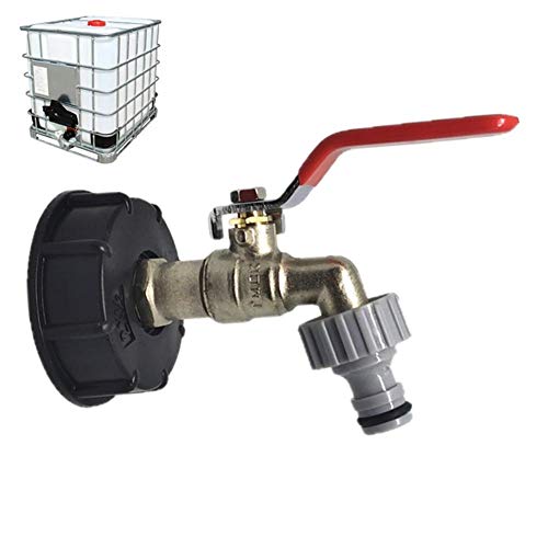 Ibc Tank Zubehör Auslaufhahn Regentonne 1000 Liter 1000l Wassertank -IBC Tote Tank Ablassadapter Für Lebensmittelqualität 1/2 "Gartenschlauchhahn - Austausch Des Wasserschlauch-Schlauchanschlusses von ZENUTA