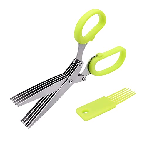 ZENVALY Kräuterschere, Küchen Kräuterschere mit 5 Edelstahlklingen, Edelstahl Scissors Herb mit Reinigungskamm, Gemüseschere Multifunktions ZENVALY Kräuterschere, Küchen Kräuterschere mit 5 Edelstahlklingen, Edelstahl Scissors Herb mit Reinigungskamm, Gemüseschere Multifunktions von ZENVALY