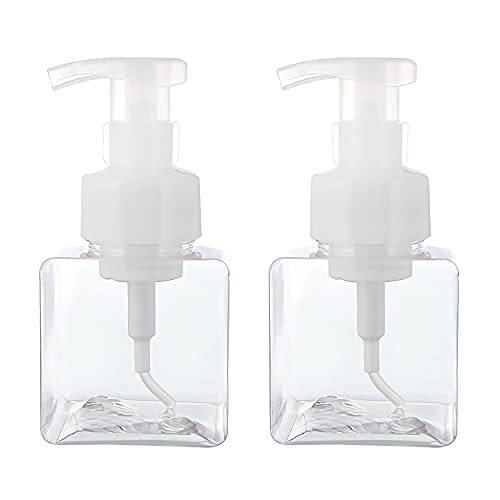 ZEOABSY 2 Stück 250ml Quadrat Leere Transparente Seifenspender Schäumende Schaumseifenspender Nachfüllbare Seifenflaschen für Schäumende Flüssigseife Küche Bad Kosmetik Shampoos von ZEOABSY