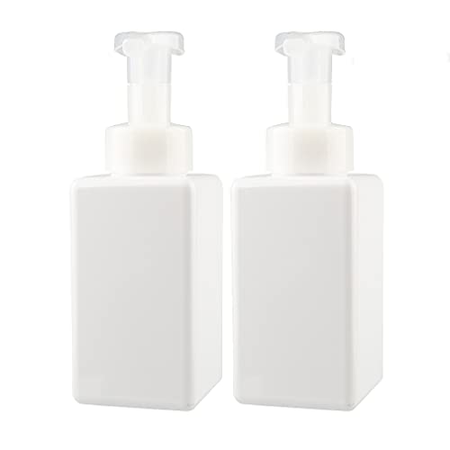 ZEOABSY 2 Stück 450ml Quadrat Leere weiß Seifenspender Schäumende Schaumseifenspender Nachfüllbare Seifenflaschen für Schäumende Flüssigseife Küche Bad Kosmetik Shampoos von ZEOABSY