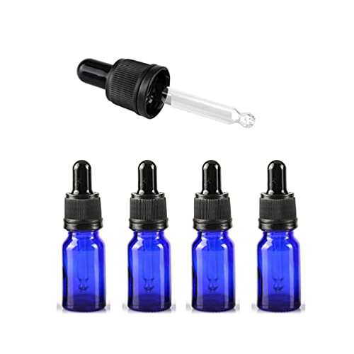 ZEOABSY 4 Stück 10ml Leere Blau Pipettenflasche mit Originalitätsschraubverschluss,Glasflasche Tropfpipetten für Aromatherapie ätherische Öle Dosierung + 1x Trichter ZEOABSY 4 Stück 10ml Leere Blau Pipettenflasche mit Originalitätsschraubverschluss,Glasflasche Tropfpipetten für Aromatherapie ätherische Öle Dosierung + 1x Trichter von ZEOABSY