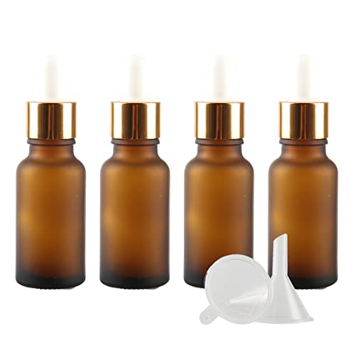 ZEOABSY 4 Stück 20 ml Gefrostet Braunglas Pipettenflasche mit Gold Pipettenring, Leere Glasflasche Glastropfer Glaspipette Tropfflaschen für Ätherische Öle Aromatherapie + 1x Trichter ZEOABSY 4 Stück 20 ml Gefrostet Braunglas Pipettenflasche mit Gold Pipettenring, Leere Glasflasche Glastropfer Glaspipette Tropfflaschen für Ätherische Öle Aromatherapie + 1x Trichter von ZEOABSY