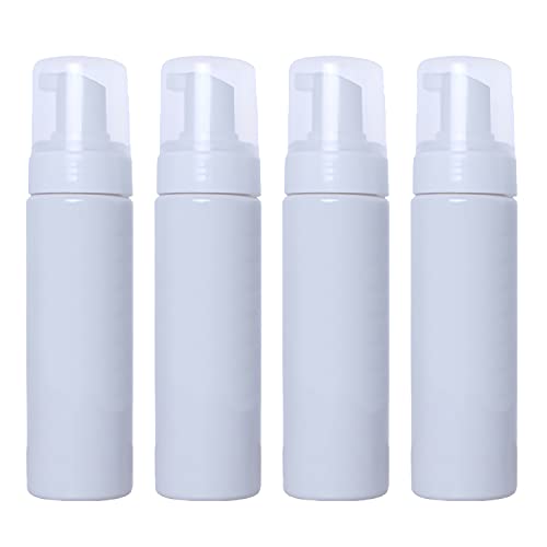 ZEOABSY 4 Stück 200ML Leere Nachfüllbar Weiß PET-Kunststoff Pumpflasche Schaumflasche Seifenspender für Shampoos Reinigung Kosmetik Lotion Flüssigseife von ZEOABSY