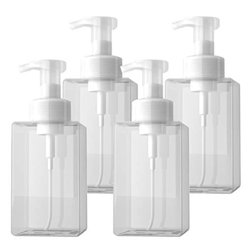 ZEOABSY 4 Stück 450ml Quadrat Leere Transparente Seifenspender Schäumende Schaumseifenspender Nachfüllbare Seifenflaschen für Schäumende Flüssigseife Küche Bad Kosmetik Shampoos von ZEOABSY