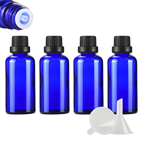ZEOABSY 4 Stück Leer 50ml Braunglas Flasche mit Tropfmontur Originalitätsverschluss, Tropfflasche Blau mit Schwarz Schraubverschluss Glasflaschen für Ätherisches Öle Essenzen Aromatherapie ZEOABSY 4 Stück Leer 50ml Braunglas Flasche mit Tropfmontur Originalitätsverschluss, Tropfflasche Blau mit Schwarz Schraubverschluss Glasflaschen für Ätherisches Öle Essenzen Aromatherapie von ZEOABSY