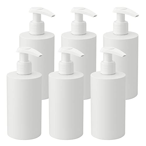 ZEOABSY 6 Stück 200 ml Leere Weiß PP-Kunststoff Flasche mit Lotion-Pumpen für Cremigen Substanzen, Lotionen,Gele Lotion-Spender,Seifenspender, Lotionspender, Badzubehör + 2 Trichter von ZEOABSY