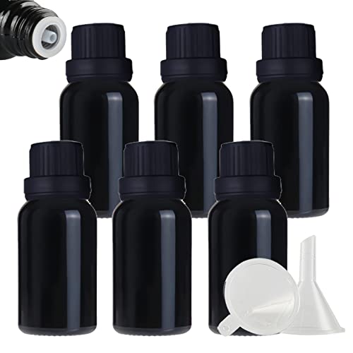 ZEOABSY 6 Stück Leer 15ml Braunglas Flasche mit Tropfmontur Originalitätsverschluss, Tropfflasche Schwarz mit Schwarz Schraubverschluss Glasflaschen für Ätherisches Öle Essenzen Aromatherapie von ZEOABSY