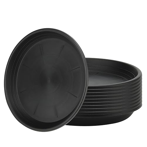ZEONHAK Blumentopf-Untersetzer, 19 cm, schwarz, Kunststoff, rund, für Innen- und Außenbereich, 10 Stück von ZEONHAK