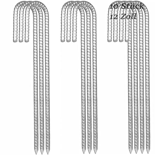 ZEONHEI 10 Stück 12 Zoll Bodenanker Verzinkter Stahl Bodenpfähle, 30cm Verzinkte Bewehrungspfähle, J-Förmige Zeltheringe, Garten Heringe J-Haken mit Meißelspitze für Trampolin Zelte Vordächer Schaukel ZEONHEI 10 Stück 12 Zoll Bodenanker Verzinkter Stahl Bodenpfähle, 30cm Verzinkte Bewehrungspfähle, J-Förmige Zeltheringe, Garten Heringe J-Haken mit Meißelspitze für Trampolin Zelte Vordächer Schaukel von ZEONHEI