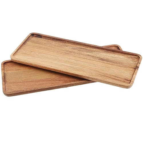 ZEONHEI 2 Stück Dekotablett Akazie Serviertablett Holz Rechteckig Holztablett Rechteckiges Tablett Hölzerne Holztablett Deko Länglich Klein Dekotablett zum Servieren, Restaurant, Bar, 30x12x1,1 cm von ZEONHEI