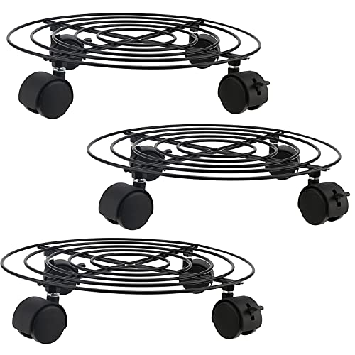 ZEONHEI 3 Stück 30 cm Metall-Pflanzenbehälter mit Rädern, robuster Garten-Blumentopf, Puppe, runde Blumentopf-Regal auf Roller, rollender Pflanzenständer, Dolly für drinnen und draußen, schwarz ZEONHEI 3 Stück 30 cm Metall-Pflanzenbehälter mit Rädern, robuster Garten-Blumentopf, Puppe, runde Blumentopf-Regal auf Roller, rollender Pflanzenständer, Dolly für drinnen und draußen, schwarz von ZEONHEI
