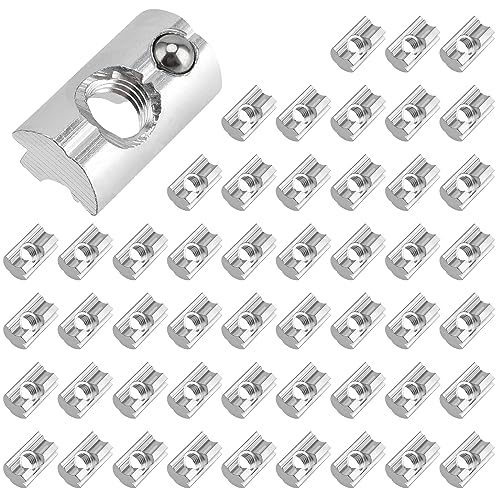 ZEONHEI 50 Stück Nutensteine M8 Alu Solar Nutenstein Gleitmutter Gewinde Nut Nutenstein Kugel M8 für Solar PV Modulklemme zur Modul Montage Solarmodul Halterung von 40x40 Aluminiumprofile von ZEONHEI