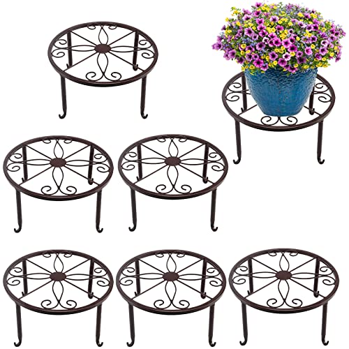 ZEONHEI 6 Stück 24cm Blumenhocker Pflanzenständer Blumentopfständer Metall Rund Pflanzgefäß Flowerpot Basis Heimpflanzenständer für Blumentöpfe Innen-Balkon Outdoor Garten von ZEONHEI