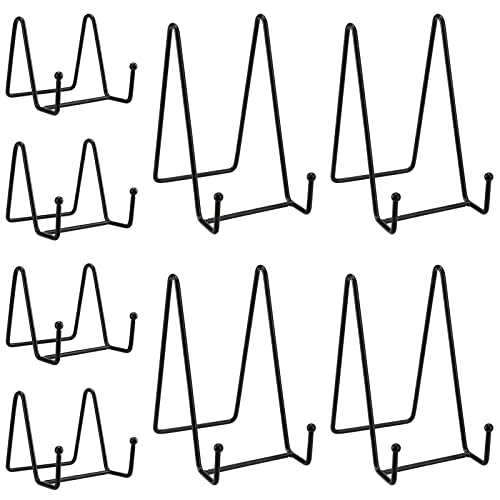 ZEONHEI 8 Stück Eisen Display Ständer, 3 Zoll und 6 Zoll Metall Tellerständer, Plattenständer für Display, Eisen Tellerhalter Displayständer rahmenhalter für Bücher, Bild, Schwarz von ZEONHEI