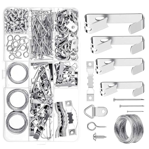 246 Stück Metall-Bilderaufhänger mit Nägeln, robuste Bilder-Aufhängehaken, Hardware-Aufhängesets an Holz/Trockenbau-Kits, robuste Aufhänger, Hardware 246 Stück Metall-Bilderaufhänger mit Nägeln, robuste Bilder-Aufhängehaken, Hardware-Aufhängesets an Holz/Trockenbau-Kits, robuste Aufhänger, Hardware von ZEPFJHE