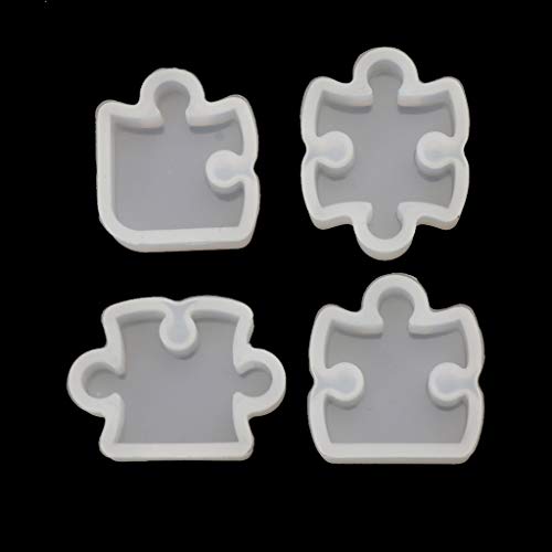 4 x Puzzle-Kristallformen, Silikon, Schmuckanhänger, Werkzeug, Harz-Formen, Silikon, groß von ZEPFJHE