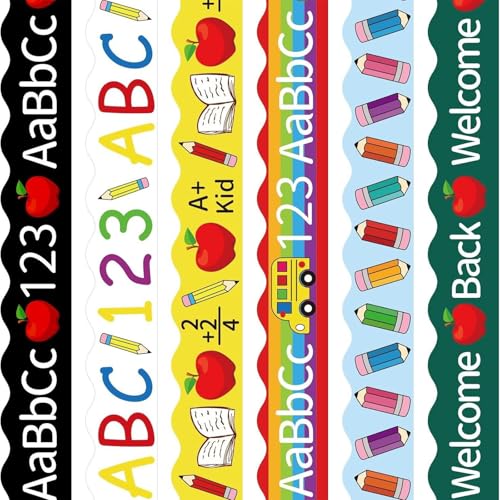 6 bunte Pinnwand-Bordüre, Bordüre, Bordüre, Aufkleber, Bleistift, bedruckte Tafel-Dekoration von ZEPFJHE
