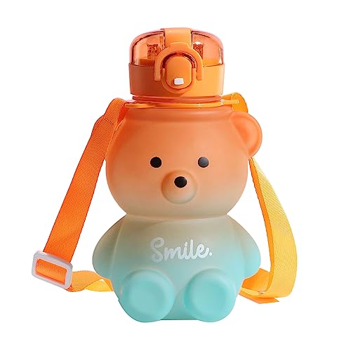 800 ml Farbverläufe Bär Wasserkocher Strohhalm Wasserbecher große Kapazität Strohhalm Trinkbecher Kinder Wasserflasche von ZEPFJHE