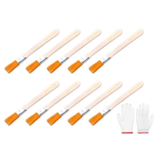 Malerpinsel-Set, weiche Borsten, Holzgriff mit Handschuhen für Wandschränke, Zäune und Ausbesserungsbürsten, 10 Stück von ZEPFJHE