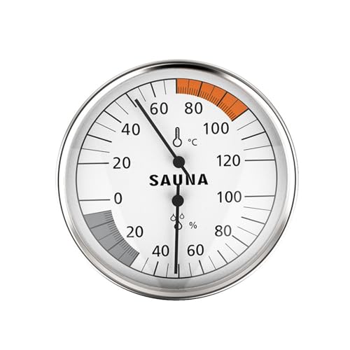 Stahl Sauna Thermometer Hygrometer Temperaturmesser Messgeräte für genaues Raumklima in Fitnessstudios Hygrometer für Sauna von ZEPFJHE
