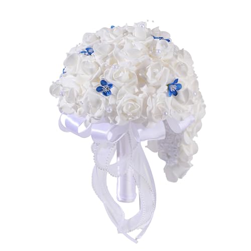 Weißer Brautstrauß, Blume, Hand, künstliche Rose, Foto-Requisiten für Hochzeit, Party, Abschlussball, Kunstharz-Rosenstrauß Weißer Brautstrauß, Blume, Hand, künstliche Rose, Foto-Requisiten für Hochzeit, Party, Abschlussball, Kunstharz-Rosenstrauß von ZEPFJHE