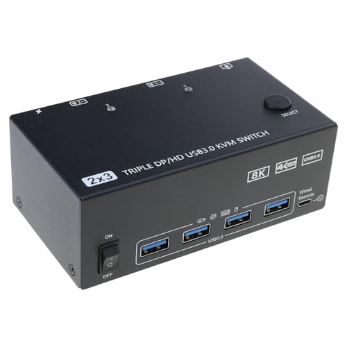 ZEPFJHE Effiziente Arbeitsbereiche Switcher Anschließen 2 Computer Mit 3 Monitoren USB3.0 Hubs 8K@60Hz Und 4K@60Hz Kompatibel ZEPFJHE Effiziente Arbeitsbereiche Switcher Anschließen 2 Computer Mit 3 Monitoren USB3.0 Hubs 8K@60Hz Und 4K@60Hz Kompatibel von ZEPFJHE