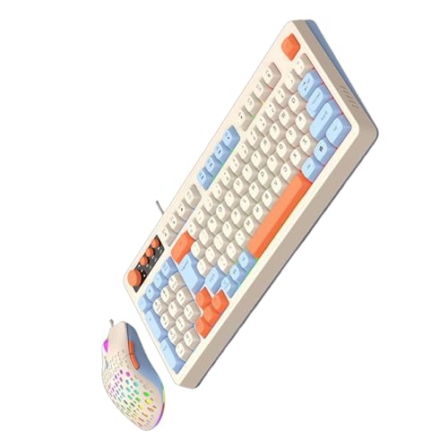 ZEPFJHE Ergonomische Tastatur mit ARGB-Hintergrundbeleuchtung, 98 Tasten, USB-Linie, kompatibel für mehrere Systeme, komfortable Tastenkappe ZEPFJHE Ergonomische Tastatur mit ARGB-Hintergrundbeleuchtung, 98 Tasten, USB-Linie, kompatibel für mehrere Systeme, komfortable Tastenkappe von ZEPFJHE