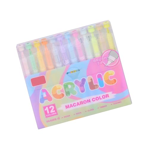 ZEPFJHE Flüssiger Acrylfarbstift, 12 Farben, Pinselmarker für Kunstprojekte, Journaling auf Stein, Metall, Glas, Leinwand, Flüssigmarker mit weicher Spitze ZEPFJHE Flüssiger Acrylfarbstift, 12 Farben, Pinselmarker für Kunstprojekte, Journaling auf Stein, Metall, Glas, Leinwand, Flüssigmarker mit weicher Spitze von ZEPFJHE