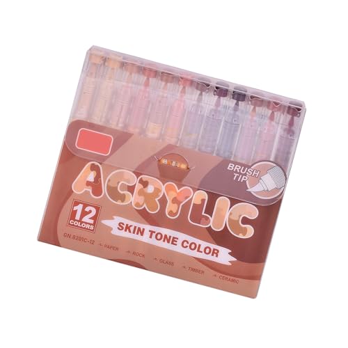 ZEPFJHE Flüssiger Acrylfarbstift, 12 Farben, Pinselmarker für Kunstprojekte, Journaling auf Stein, Metall, Glas, Leinwand, Flüssigmarker mit weicher Spitze ZEPFJHE Flüssiger Acrylfarbstift, 12 Farben, Pinselmarker für Kunstprojekte, Journaling auf Stein, Metall, Glas, Leinwand, Flüssigmarker mit weicher Spitze von ZEPFJHE