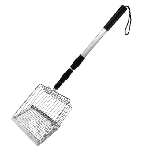 ZEPFJHE Metallstreuschaufel für Katzen mit einziehbarem Griff, effizientes Sieb-Design, Mehrzweck-Huhnstall, Rechen, Reinigungswerkzeug, einziehbare Katzenstreuschaufel von ZEPFJHE