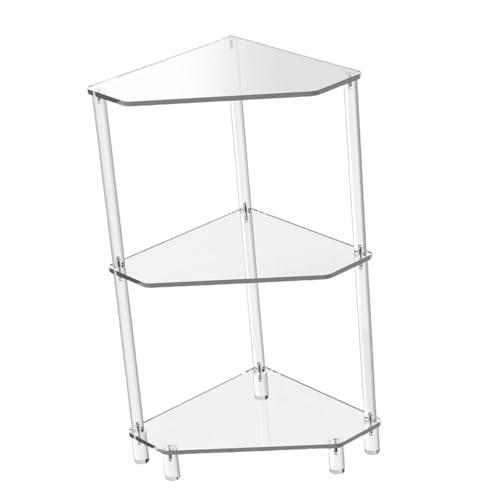 ZEPFJHE Praktischer Clelar Beistelltisch-Organizer aus Acryl mit drei Ebenen für Wohnzimmer oder Schlafzimmer, Mehrzweck- und stabile Designs, Eckregal von ZEPFJHE