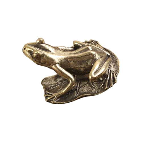 ZEPFJHE Schnitzerei Messing Frösche Miniaturstatue Massives Design Dekorative Akzent Fengshuis Tierfigur für Schreibtisch Regal Wohnzimmer Frösche Messingfigur von ZEPFJHE