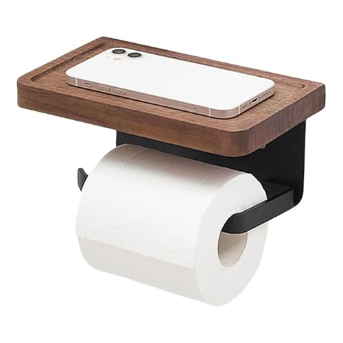 ZEPFJHE Walnussholzhalter, Wandhalterung, selbstklebend, Edelstahl, Badezimmerregal, Telefonablageregal ZEPFJHE Walnussholzhalter, Wandhalterung, selbstklebend, Edelstahl, Badezimmerregal, Telefonablageregal von ZEPFJHE