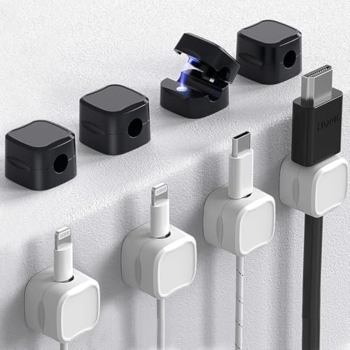 ZEPIQOR 8 Stück Kabelhalter Kabelclips, Kabel Organizer - [Einhand-Bedienung] Feder Kabelklemmen Selbstklebend, Kabelorganizer für SchreibtischWand, Kabelmanagement für Netzkabel, HDMI, Ladekabel von ZEPIQOR
