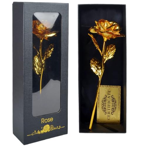 ZEPIQOR Gold Dipped Gold Rose, Infinity Flower Decor Hand Getaucht in Romantische Rose Geschenke für Frauen In Ihrer Frau Freundin Geburtstag Geburtstag Valentines Muttertag Weihnachten（Blackbox） von ZEPIQOR