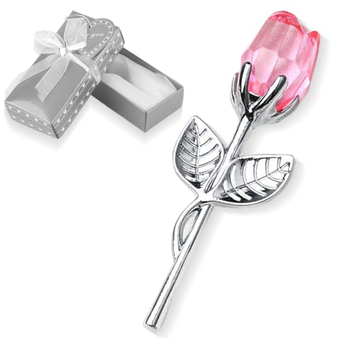 ZEPIQOR Rose Künstliche Infinity Rosen mit Herzständer, glasrose, glas rose Künstliche Rosen-Statue zum Sammeln, Tafelaufsatz für Valentinstag Jubiläum Muttertag Geburtstag（Silberstab, Silberbox） von ZEPIQOR