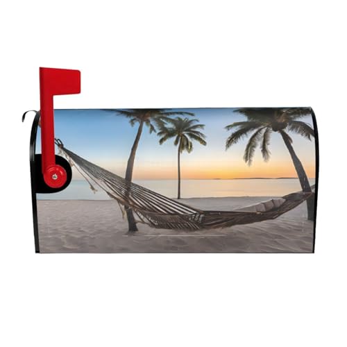 (Paradiesstrand mit Hängematte, Kokospalmen), personalisierte Briefkastenabdeckungen, magnetisch (große Größe 64,8 x 53,3 cm), Briefkastenabdeckung, Briefkastenabdeckung für Garten, Hof, Dekoration von ZERAOKE