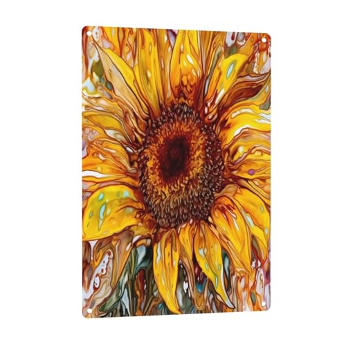 (Sonnenblumen-Druck), 20,3 x 30,5 cm, Aluminium-Kunst, rostfrei, für Hotels und Büros, für Sicherheits- und Informationsschilder von ZERAOKE