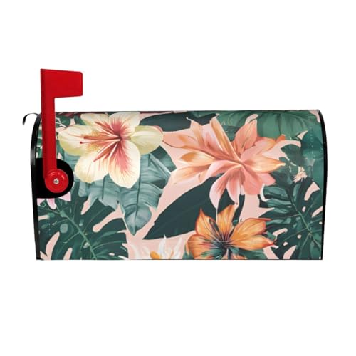 (Tropische Sommer-Hawaii-Blumen-Palmenblätter), personalisierte Briefkastenabdeckungen, magnetisch (Standardgröße 45,7 x 53,3 cm), Briefkastenabdeckung, Briefkastenabdeckung für Garten, Hof von ZERAOKE