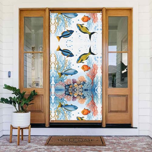 Bunte Fische im Meer - Festive Türbanner mit Seil, wiederverwendbare Feiertagstürabdeckung für Halloween, Weihnachten, Polyester, Outdoor-Dekoration, Geschenk Bunte Fische im Meer - Festive Türbanner mit Seil, wiederverwendbare Feiertagstürabdeckung für Halloween, Weihnachten, Polyester, Outdoor-Dekoration, Geschenk von ZERAOKE
