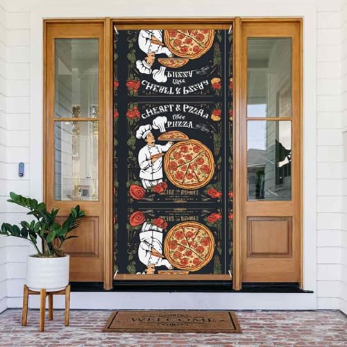 Chef-Pizza-Türbanner mit Seil, wiederverwendbare Feiertagstürabdeckung für Halloween, Weihnachten, Polyester, Outdoor-Dekoration, Geschenk Chef-Pizza-Türbanner mit Seil, wiederverwendbare Feiertagstürabdeckung für Halloween, Weihnachten, Polyester, Outdoor-Dekoration, Geschenk von ZERAOKE